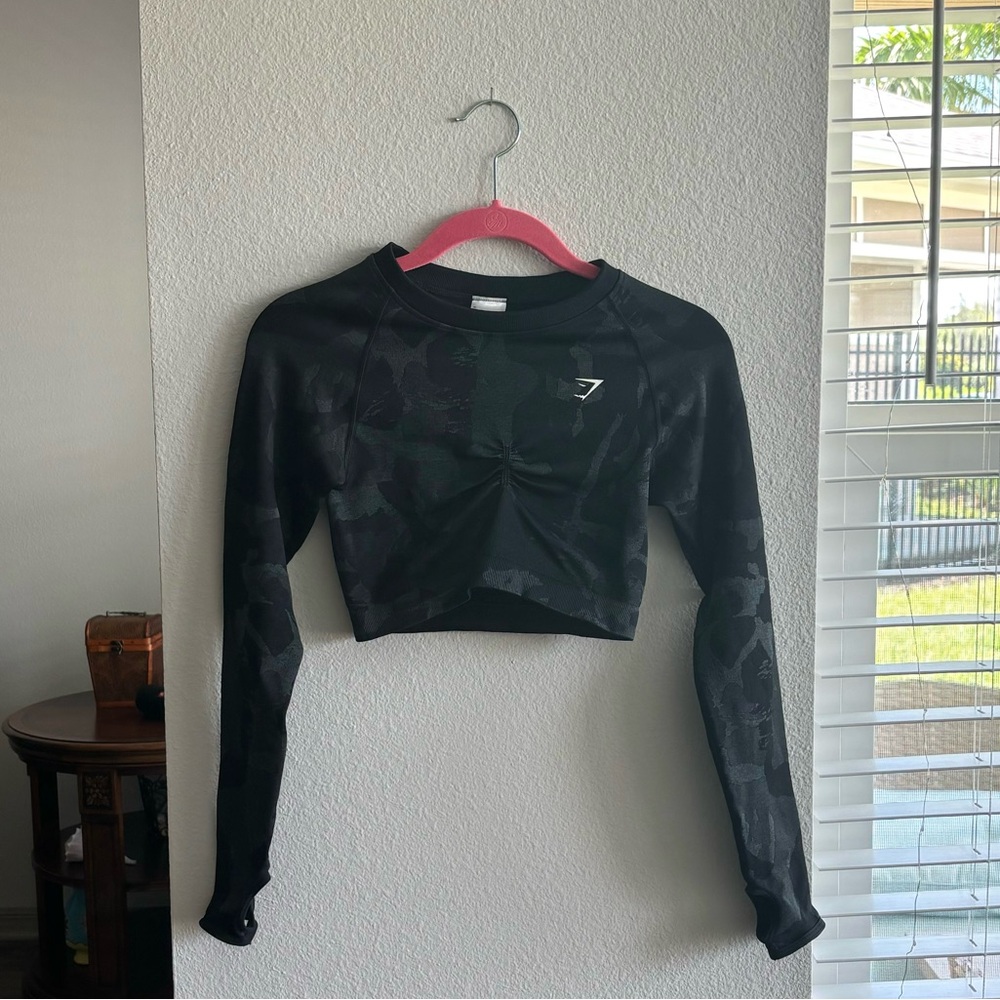 Gymshark Camo Adapt Seamless Long Sleeve Crop Top Size Small